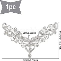 ホットラインストーン  パッチに真鍮  ドレスシューズ衣服装飾  半円の花  クリスタル  223x115x7mm&nbsp;DIY-WH0257-44
