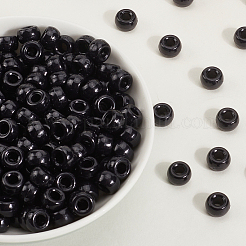 800個の不透明プラスチックビーズ  バレル  ブラック  9x6mm  穴：3.8mm&nbsp;KY-SP0001-47G