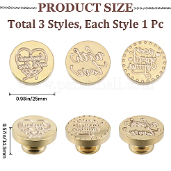 3個 3スタイル 金メッキワックスシーリング 真鍮スタンプヘッド  ワックスシーリングスタンプ用  言葉  25x14mm  1個/スタイル&nbsp;AJEW-CP0007-52A