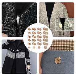 24個4スタイルの合金と真鍮のスナップボタン  縫い付け用プレスボタン  衣服のボタン  コスチュームジャケットコートアクセサリー用  ライトゴールド  15~24.5x6~7mm  6個/スタイル&nbsp;FIND-NB0003-66KCG