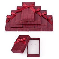 厚紙のジュエリーボックス  ジュエリーギフト包装用  ちょう結びの長方形  暗赤色  8.3x5.3x2.4cm&nbsp;CON-TAC0001-14C