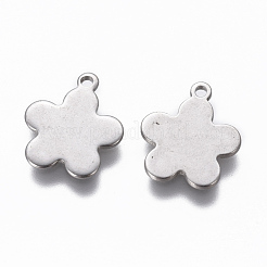 変色しにくい201ステンレススチールチャーム  花  ステンレス鋼色  13.5x12x1mm  穴：1.2mm&nbsp;STAS-L234-097P