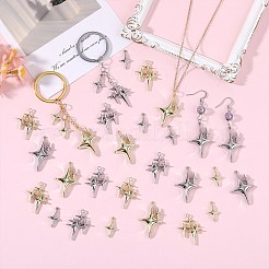 30本6色合金ペンダント  星のチャーム  プラチナ·ゴールデン  19~29x12~23mm  5個/カラー&nbsp;FIND-SZ0003-59