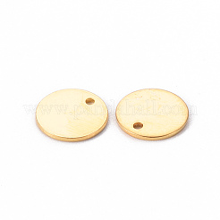 201 ステンレススチール スタンピング ブランク タグ ペンダント  フラットラウンド  ゴールドカラー  10x1mm  穴：1.2mm&nbsp;X-STAS-T058-10mm-G