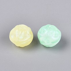 光沢のあるツートンカラーの透明アクリルビーズ  テクスチャラウンド  暗闇で光る  グリッターパウダー付き  ミックスカラー  15mm  穴：2mm  約270個/500g&nbsp;OACR-Q199-37