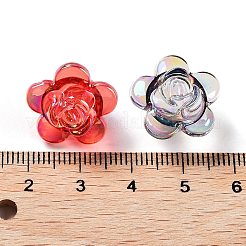UVメッキ透明アクリルビーズ  虹色の  花  花  17.5x12mm  穴：2mm&nbsp;MACR-K356-09