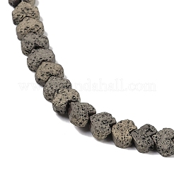 電気メッキされた天然溶岩岩ビーズ連売り  ハート  ライトゴールドメッキ  6x6.5x3mm  穴：1mm  約82個/連  16.14''（41センチメートル）&nbsp;G-Q1009-G01-02D