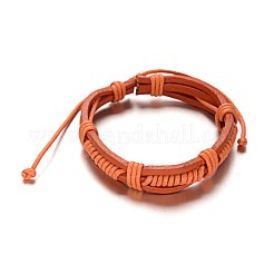 調整可能レザーコードブレスレット  ミックスカラー  56mm  13x9mm&nbsp;BJEW-M169-12