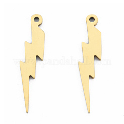 イオンプレーティング（IP）201ステンレスペンダント  稲妻  18KGP本金メッキ  32.5x7x1.5mm  穴：1.6mm&nbsp;STAS-N098-120LG