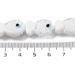 手作りランプワークビーズ連売り  魚  ホワイト  20~21x12~12.5x7.5~10.5mm  穴：1.2mm  約20個/連  16.26インチ（41.3cm）&nbsp;LAMP-G154-07K