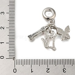 ラックメッキ合金エナメルヨーロッパダングルチャーム  蝶と犬の骨の大きな穴のペンダント  プラチナ  29.5mm  穴：4.4mm&nbsp;PALLOY-A009-05P