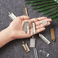 DIYピアス作り  チベットスタイルの長方形の合金ペンダントカボションセッティング  ガラスカボション  真鍮のピアスフックと真ちゅうのジャンプリング  ミックスカラー  11.8x7.2x3.5cm  96個/箱&nbsp;DIY-TA0001-35