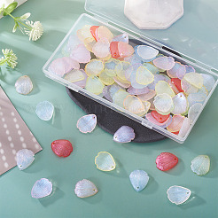 透明プラスチックペンダント114個  花びら  グリッターパウダー付き  ミックスカラー  22.5~23x19x6mm  穴：1.8mm&nbsp;KY-TA0001-56