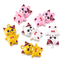 6本3色合金ペンダント  猫の形  ミックスカラー  17x11x5.5mm  穴：1.2mm  2個/カラー&nbsp;FIND-TADJ0001-14