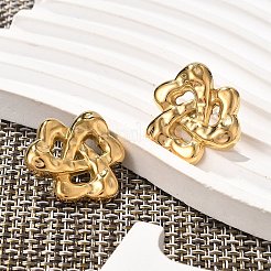304ステンレススチールスタッドピアス  18KGP本金メッキ  花  24x25.5mm&nbsp;EJEW-V016-02G-02