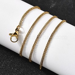 1.5mm 304 ステンレススチール製ウィートチェーンネックレス 男性用  ゴールドカラー  17.72インチ（45cm）&nbsp;STAS-V011-03B-G