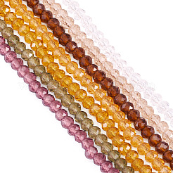 7連 7色のガラスビーズ連売り  多面カット  ロンデル  ミックスカラー  4mm  穴：0.9mm  約110~115個/連  39~40cm  1本/色&nbsp;EGLA-TA0013-22