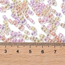 ガラスシードビーズ  透明色光沢  ピーナッツ  カラフル  4~4.5x2~2.5x2~2.5mm  穴：0.8~0.9mm  約10000個/ポンド&nbsp;SEED-L011-05B-10