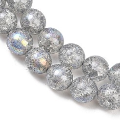 クラックルチェコプレスガラスビーズ  ラウンド  グレー  10mm  穴：1mm  約100個/袋&nbsp;GLAA-I061-17