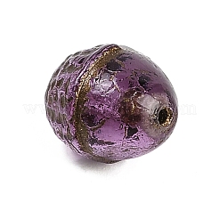 不透明なチェコガラスビーズ  ドングリ  パープル  12x10mm  穴：1mm&nbsp;LS-GLAA-NH0004-01D