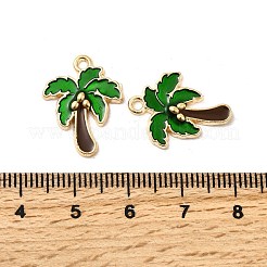 合金エナメルチャーム  ココナッツツリーチャーム  ゴールドカラー  濃い緑  20x15.5x2.5mm  穴：1.6mm&nbsp;FIND-I051-01G-01