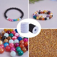3ロール3スタイルの弾性コード  DIYのジュエリーには  フラット＆ラウンド  ミックスカラー  0.8~1mm  1ロール/スタイル&nbsp;EC-SZ0001-09