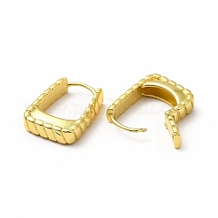 ラックメッキブラスフープピアス  鉛フリー＆カドミウムフリー  女性用溝付きスクエアフープピアス  18KGP本金メッキ  19.5x4.5x14.5mm  ピン：0.8mm&nbsp;EJEW-H093-04G
