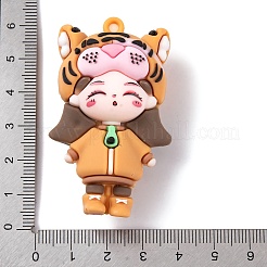 12 中国の十二支の女の子人形 PVC プラスチックペンダント  虎  56.5x34x22mm  穴：3mm&nbsp;LS-KY-S172-16C