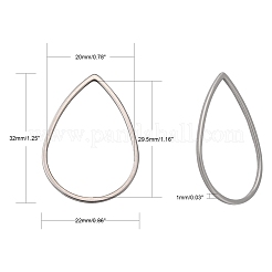 変色しにくい304ステンレススチール製リンクリング  ティアドロップ  ステンレス鋼色  32x22x1mm  インナー対策：29.5x20mm&nbsp;X-STAS-T047-16C