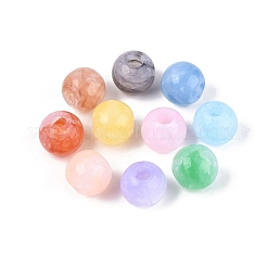 ツートンカラーのクラックルアクリル製ヨーロピアンビーズ  ラウンド  大穴ビーズ  ミックスカラー  13.5~14mm  穴：5mm  約384個/500g&nbsp;OACR-Q200-05