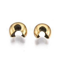 304ステンレススチール製クリンプビーズカバー  PVD真空メッキ  長持ちメッキ  ゴールドカラー  5.5x4.5x3.2mm  穴：1.6~1.8mm&nbsp;X-STAS-S117-012B