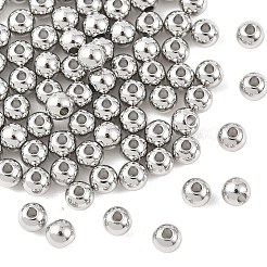 シェグレース真鍮スペーサービーズ  ラウンド  カドミウムフリー＆ニッケルフリー＆鉛フリー  プラチナメッキ  4mm  穴：1.2mm&nbsp;XGRPCF565-041P