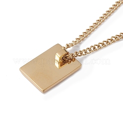 ステンレススチール製イニシャルレター長方形ペンダントネックレス、男性用、女性用  ゴールドカラー  文字.g  18.11~18.5インチ（46~47cm）&nbsp;LS-NJEW-E090-01G-07