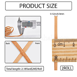 牛革レザーコード  革のアクセサリーコード  ジュエリーDIY製コード  フラット  シエナ  3x2mm  約2.19ヤード（2m）/バッグ&nbsp;WL-WH0006-02B-02