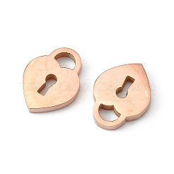 PVD真空メッキ304ステンレススチールチャーム  レーザー切断  艶出し  ロック  ローズゴールド  12x9mm&nbsp;LS-STAS-WH0016-04-RG02