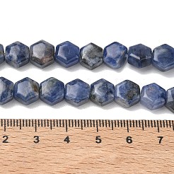 天然石ソーダライトビーズ連売り  六角  8x8.5~9x5mm  穴：0.8mm  約47~48個/連  15.16~15.35''（38.5~39センチメートル）&nbsp;G-G463-A10-8x9mm