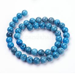 天然地図石/ピカソ石/ピカソジャスパービーズ連売り  染め  ラウンド  8~8.5mm  穴：1mm  約46個/連  15.3~15.5インチ（39~39.5cm）&nbsp;G-F520-43-8mm