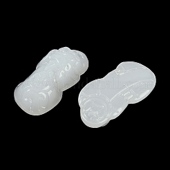 塗装模造ヒスイのガラスビーズをスプレー  ホワイト  30x15.5x8.5mm  穴：1.6mm&nbsp;GLAA-Z007-01F