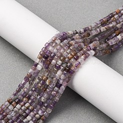 ファセットされた天然アメジストビーズ連売り  キューブ  3x3x3mm  穴：0.5mm  約130個/連  15.35''（39センチメートル）&nbsp;LS-G-RM250101-E21-01