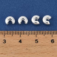 真鍮製つぶし玉カバーカシメ玉カバー  鉛フリー＆カドミウムフリー＆ニッケルフリー  フラットラウンド  銀  7x3.5mm  穴：2mm&nbsp;KK-H258-04C-S