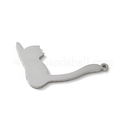 304ステンレスペンダント  猫の形のチャーム  ステンレス鋼色  29.5x21.5x1.5mm  穴：1.5mm&nbsp;LS-STAS-E501-11P