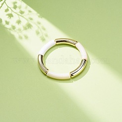 女性のためのアクリル製のカーブチューブ ビーズ ストレッチ ブレスレット  ラベンダー  内径：2-1/8インチ（5.3cm）&nbsp;BJEW-JB08438-03