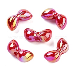 UVメッキアクリルヨーロッパのビーズ  クリスマステーマ  虹色の貝殻効果  蝶結び  ミックスカラー  15x30x13mm  穴：5mm&nbsp;OACR-S142-04