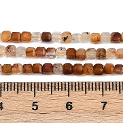 天然な黄色の水晶ビーズ連売り  キューブ  多面カット  3~3.5x3~3.5x3mm  穴：0.7mm  約124~129個/連  15~15.0''（38.1~38.3センチメートル）&nbsp;LS-G-RM2025-C31-B