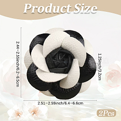 女の子用PUレザーワニ口ヘアクリップ  鉄と  花  ブラック  62~65x64~66x32mm&nbsp;OHAR-WH20008-18B