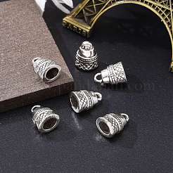 合金コードエンドパーツ  カドミウムフリー＆鉛フリー  釣鐘状  アンティークシルバー  12x9x8mm  穴：1.5mm  内径：4.5x5.5mm&nbsp;EA8507Y