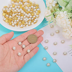150個の花のプラスチックラインストーン装飾アクセサリー  鉄ベース  ゴールドカラー  9x7.5mm&nbsp;FIND-CA0009-76C