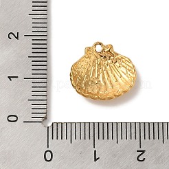 イオンプレーティング（IP）304ステンレスペンダント  テクスチャ  シェルシェイプチャーム  18KGP本金メッキ  14x15x3mm  穴：1.1mm&nbsp;STAS-C110-03G