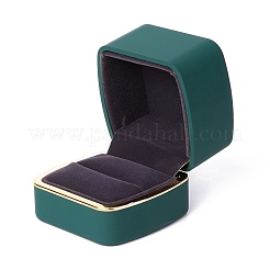 正方形のプラスチック製ジュエリーリングボックス  ベルベットやLEDライト付き  ダークスレートグレー  6.5x6.7x5.6cm&nbsp;OBOX-F005-01A