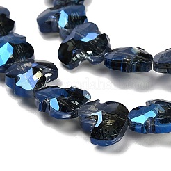 電気メッキガラスビーズセット  アヒル  多面カット  マリンブルー  9x10x5mm  穴：0.9mm  約50個/連  17.72''（45センチメートル）&nbsp;EGLA-P066-03A-FR01